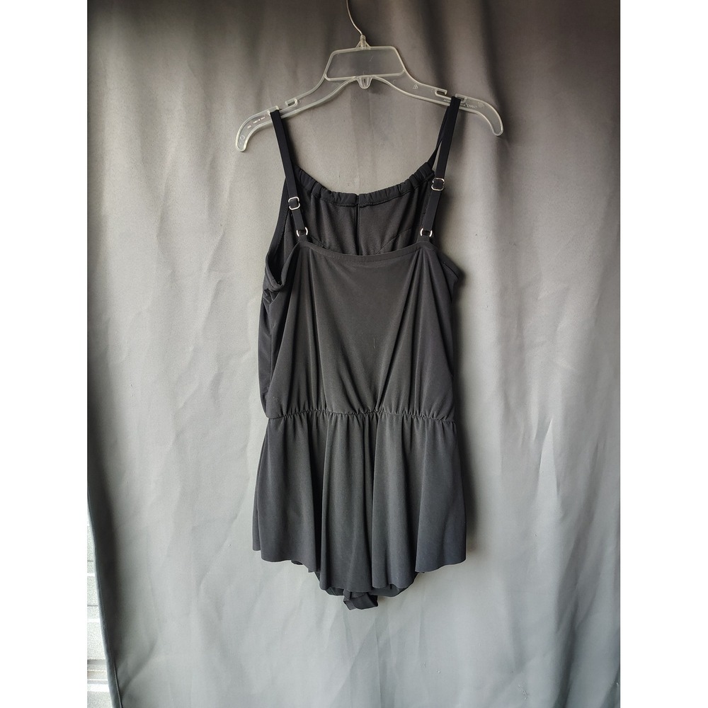 Aqua Green Women Black Romper Swimsuit‎ One Piece Adjustable Straps Small 40168